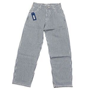 NWT Daily Blue Women's Mantra Wide Barrel Striped Pants Size 24 Wuther Casual